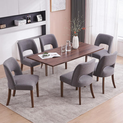 VKNOW Dining Chairs Set of 4, Fabric Dining Chairs, Green | Modern Mid-Century Upholstered Farmhouse Dinner Chair for Kitchen Dining Room Restaurant, Easy Assembly — Fabric Grey / Set of 6