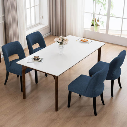 VKNOW Dining Chairs Set of 4, Fabric Dining Chairs, Green | Modern Mid-Century Upholstered Farmhouse Dinner Chair for Kitchen Dining Room Restaurant, Easy Assembly — Blue-black Legs / Set of 4