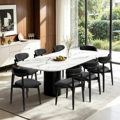 CHUN YI Dining Chairs Set of 4, Upholstered Wooden Dining Room Chairs, Mid Century Modern Fabric Kitchen Chair with Ergonomic Curved Backrest, Beige (Only Chairs) — Black / Set of 8