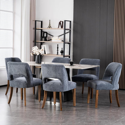 VKNOW Dining Chairs Set of 4, Fabric Dining Chairs, Green | Modern Mid-Century Upholstered Farmhouse Dinner Chair for Kitchen Dining Room Restaurant, Easy Assembly — Navy / Set of 6