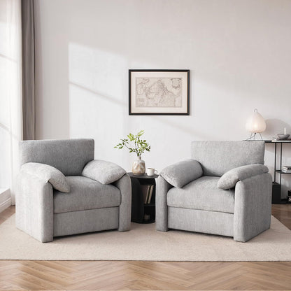 Howjoe Chenille Oversized Armchair, 38.6" Wide Accent Chairs for Living Room & Bedroom Modern Lounge Chair, Upholstered Mid-Century Reading Chair, Comfy Living Room Chair, Single Sofa Chair, Beige
