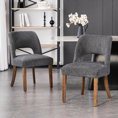 VKNOW Dining Chairs Set of 4, Fabric Dining Chairs, Green | Modern Mid-Century Upholstered Farmhouse Dinner Chair for Kitchen Dining Room Restaurant, Easy Assembly — Charcoal / Set of 2