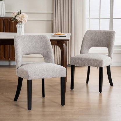VKNOW Dining Chairs Set of 4, Fabric Dining Chairs, Green | Modern Mid-Century Upholstered Farmhouse Dinner Chair for Kitchen Dining Room Restaurant, Easy Assembly — Grey-black Legs / Set of 2