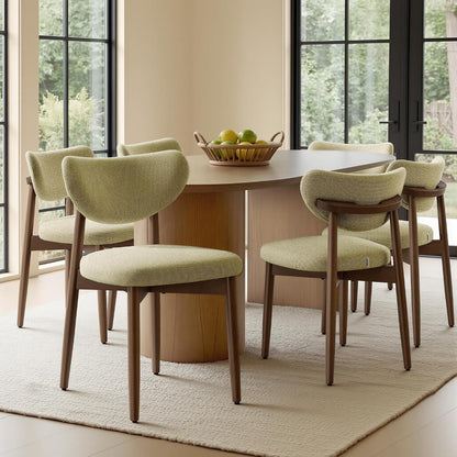 VASAGLE Wooden Dining Chairs Set of 2, Upholstered Kitchen Chairs with Solid Wood Legs, Ergonomic Curved Backrest, Built-in Handle, Mid Century Modern, for Kitchen Dining Vanity, Sage Green — Sage Green / Set of 6