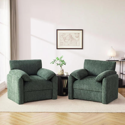 Howjoe Chenille Oversized Armchair, 38.6" Wide Accent Chairs for Living Room & Bedroom Modern Lounge Chair, Upholstered Mid-Century Reading Chair, Comfy Living Room Chair, Single Sofa Chair, Beige