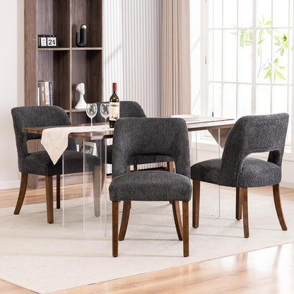 VKNOW Dining Chairs Set of 4, Fabric Dining Chairs, Green | Modern Mid-Century Upholstered Farmhouse Dinner Chair for Kitchen Dining Room Restaurant, Easy Assembly — Charcoal / Set of 4