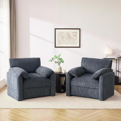 Howjoe Chenille Oversized Armchair, 38.6" Wide Accent Chairs for Living Room & Bedroom Modern Lounge Chair, Upholstered Mid-Century Reading Chair, Comfy Living Room Chair, Single Sofa Chair, Beige