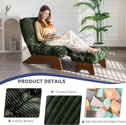 MAXYOYO Accent Chair with Ottoman Adjustable Backrest, Tufted Living Room Chair Upholstered Lounge Chair with Footrest Set, Modern Chair Cozy Reclining Chair for Reading Room, Green — Corded-green / Large (6)