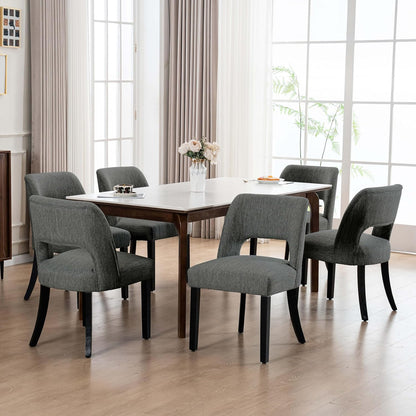 VKNOW Dining Chairs Set of 4, Fabric Dining Chairs, Green | Modern Mid-Century Upholstered Farmhouse Dinner Chair for Kitchen Dining Room Restaurant, Easy Assembly — Dark Grey-black Legs / Set of 6