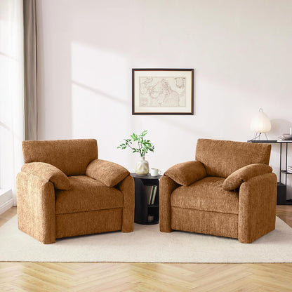 Howjoe Chenille Oversized Armchair, 38.6" Wide Accent Chairs for Living Room & Bedroom Modern Lounge Chair, Upholstered Mid-Century Reading Chair, Comfy Living Room Chair, Single Sofa Chair, Beige