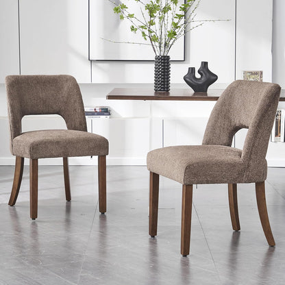 VKNOW Dining Chairs Set of 4, Fabric Dining Chairs, Green | Modern Mid-Century Upholstered Farmhouse Dinner Chair for Kitchen Dining Room Restaurant, Easy Assembly — Dark Brown / Set of 2