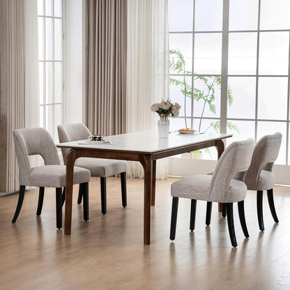 VKNOW Dining Chairs Set of 4, Fabric Dining Chairs, Green | Modern Mid-Century Upholstered Farmhouse Dinner Chair for Kitchen Dining Room Restaurant, Easy Assembly — Grey-black Legs / Set of 6