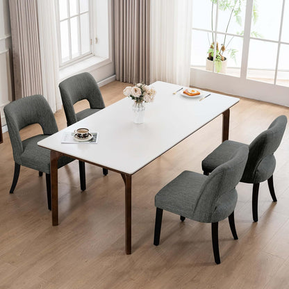 VKNOW Dining Chairs Set of 4, Fabric Dining Chairs, Green | Modern Mid-Century Upholstered Farmhouse Dinner Chair for Kitchen Dining Room Restaurant, Easy Assembly — Dark Grey-black Legs / Set of 4