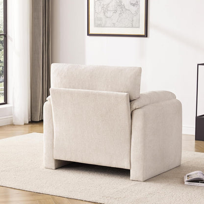 Howjoe Chenille Oversized Armchair, 38.6" Wide Accent Chairs for Living Room & Bedroom Modern Lounge Chair, Upholstered Mid-Century Reading Chair, Comfy Living Room Chair, Single Sofa Chair, Beige — Beige / 1 Pack (6)