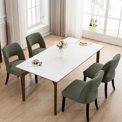 VKNOW Dining Chairs Set of 4, Fabric Dining Chairs, Green | Modern Mid-Century Upholstered Farmhouse Dinner Chair for Kitchen Dining Room Restaurant, Easy Assembly — Green-black Legs / Set of 4