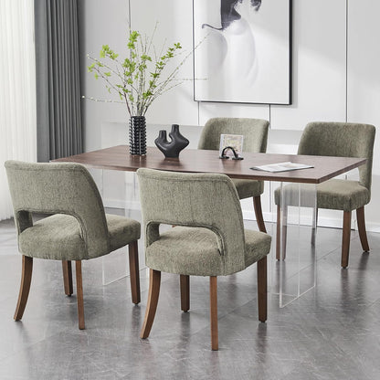 VKNOW Dining Chairs Set of 4, Fabric Dining Chairs, Green | Modern Mid-Century Upholstered Farmhouse Dinner Chair for Kitchen Dining Room Restaurant, Easy Assembly — Green / Set of 4