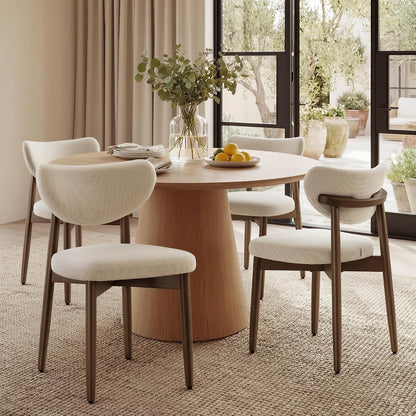 VASAGLE Wooden Dining Chairs Set of 2, Upholstered Kitchen Chairs with Solid Wood Legs, Ergonomic Curved Backrest, Built-in Handle, Mid Century Modern, for Kitchen Dining Vanity, Sage Green — Cappuccino Beige / Set of 4