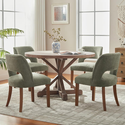 VKNOW Dining Chairs Set of 4, Fabric Dining Chairs, Green | Modern Mid-Century Upholstered Farmhouse Dinner Chair for Kitchen Dining Room Restaurant, Easy Assembly — Green / Set of 4 (3)
