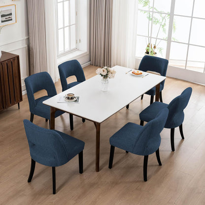 VKNOW Dining Chairs Set of 4, Fabric Dining Chairs, Green | Modern Mid-Century Upholstered Farmhouse Dinner Chair for Kitchen Dining Room Restaurant, Easy Assembly — Blue-black Legs / Set of 6