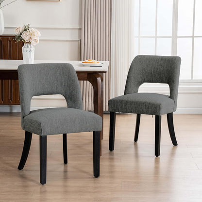 VKNOW Dining Chairs Set of 4, Fabric Dining Chairs, Green | Modern Mid-Century Upholstered Farmhouse Dinner Chair for Kitchen Dining Room Restaurant, Easy Assembly — Dark Grey-black Legs / Set of 2