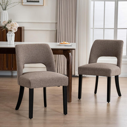 VKNOW Dining Chairs Set of 4, Fabric Dining Chairs, Green | Modern Mid-Century Upholstered Farmhouse Dinner Chair for Kitchen Dining Room Restaurant, Easy Assembly — Brown-black Legs / Set of 2