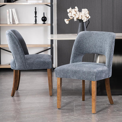 VKNOW Dining Chairs Set of 4, Fabric Dining Chairs, Green | Modern Mid-Century Upholstered Farmhouse Dinner Chair for Kitchen Dining Room Restaurant, Easy Assembly — Navy / Set of 2