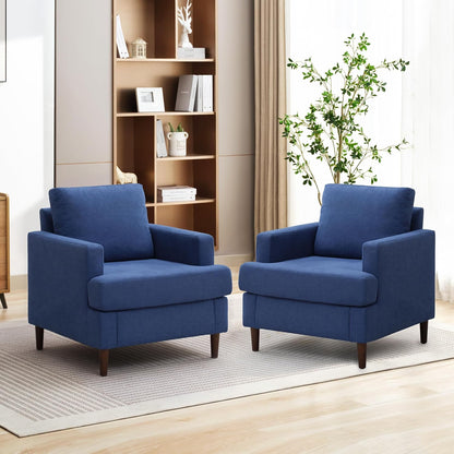 Weture Mid-Century Accent Chair,Modern Linen Fabric Armchair for Living Room,Comfy Upholstered Reading Accent Chairs for Bedroom,Single Sofa Chair with Wood Legs (Beige, 1 Pack)