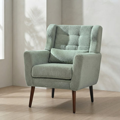 Upholstered Wingback Accent Chair — Tufted Back, Solid Wood Legs | Ashnook