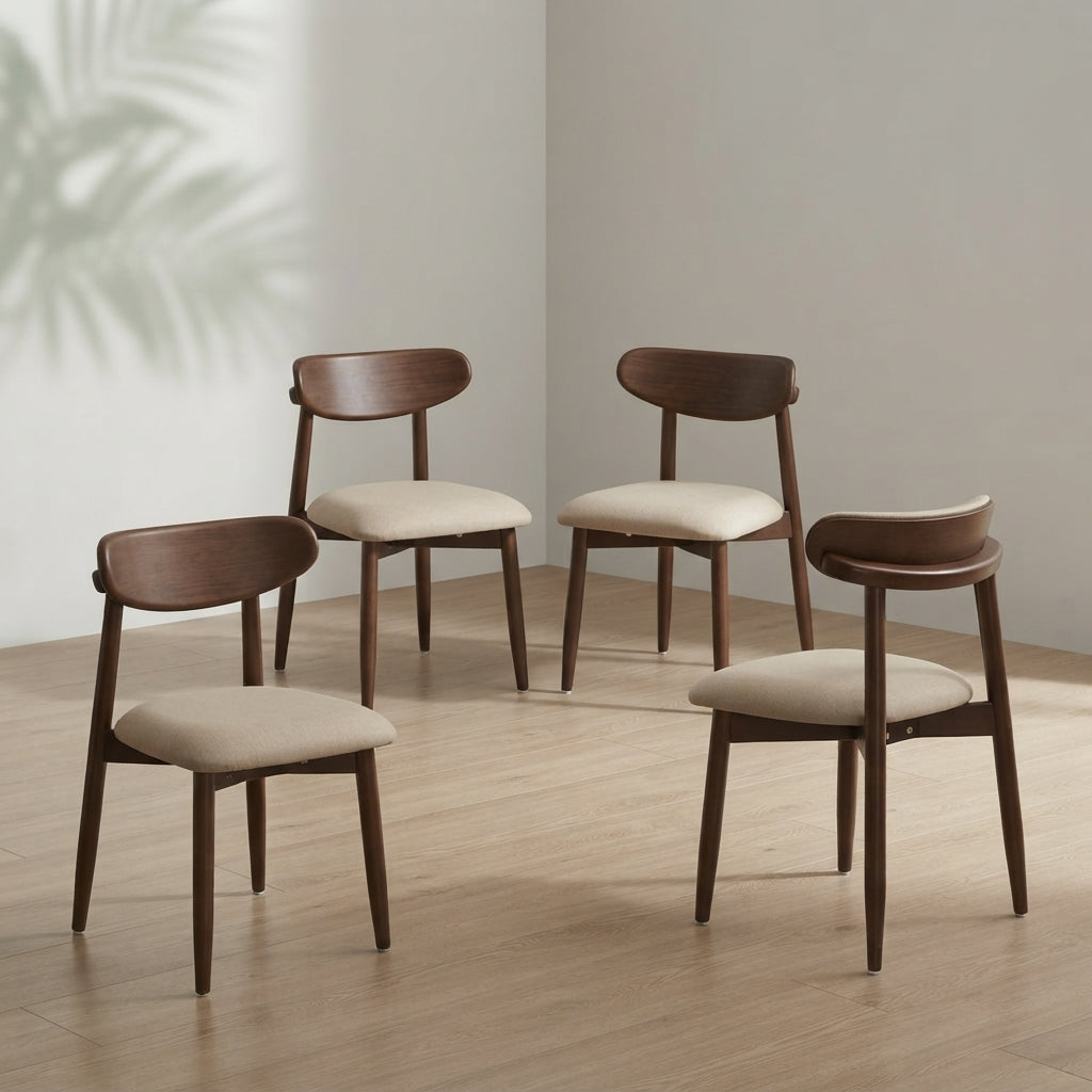 Mid-Century Modern Upholstered Dining Chairs — Curved Back Design | Ashnook