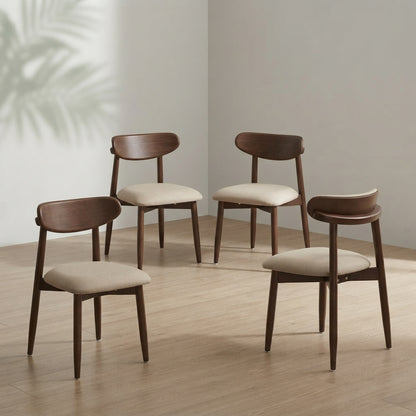 Mid-Century Modern Upholstered Dining Chairs — Curved Back Design | Ashnook