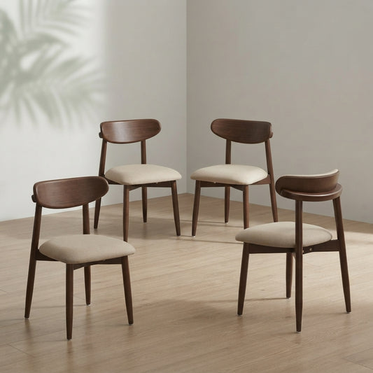 Mid-Century Modern Upholstered Dining Chairs — Curved Back Design | Ashnook