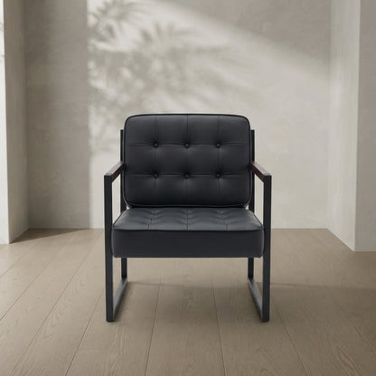 Mid-Century Modern Accent Chair — Faux Leather & Metal Frame | Ashnook