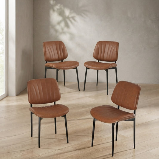 Mid-Century Modern Dining Chairs — Upholstered Faux Leather & Walnut Bentwood | Ashnook