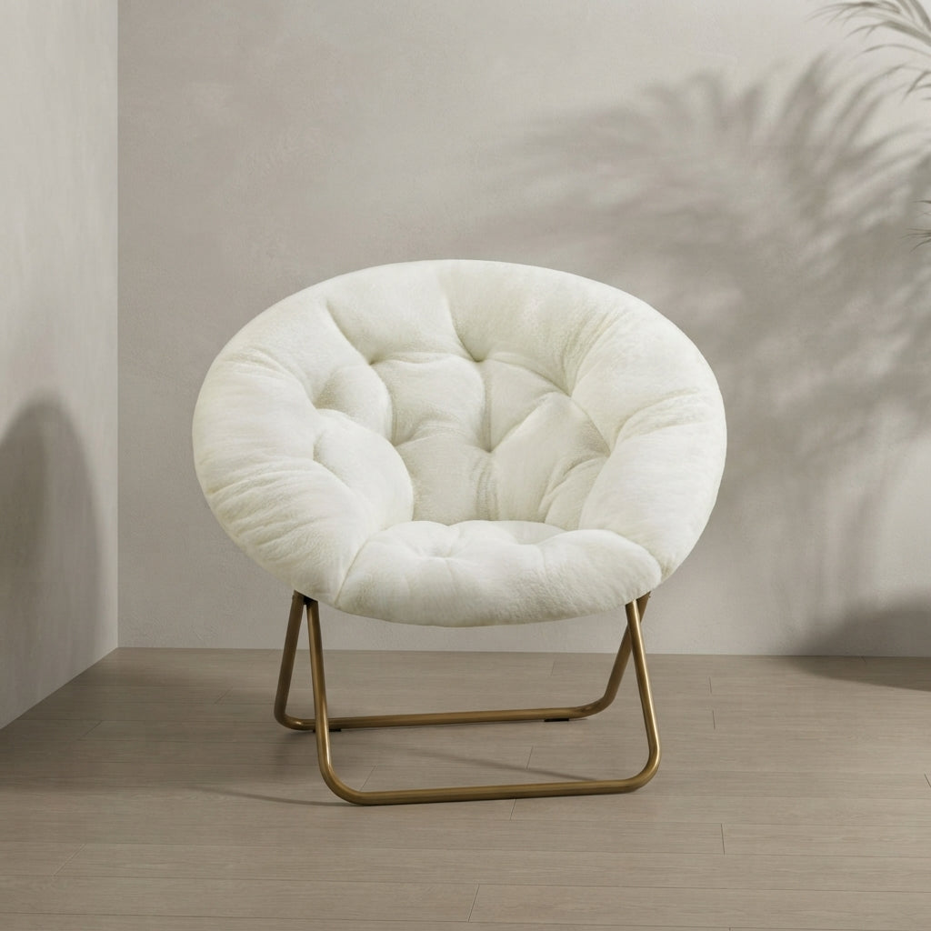 Comfy Saucer Lounge Chair — Faux Fur & Foldable | Ashnook