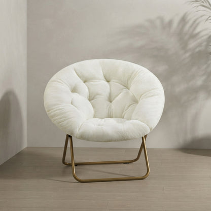 Comfy Saucer Lounge Chair — Faux Fur & Foldable | Ashnook