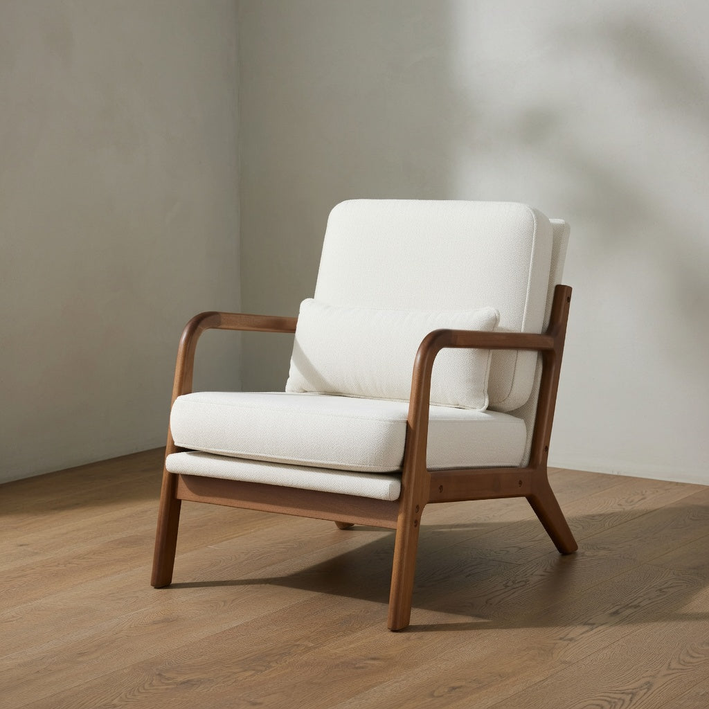 DUMOS Accent Chair — Mid-Century Modern with Lumbar Pillow | Ashnook