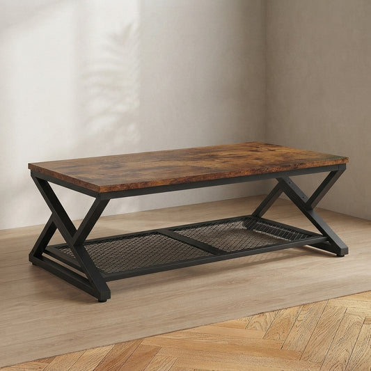 Industrial Coffee Table — Wood & Metal Storage | Ashnook