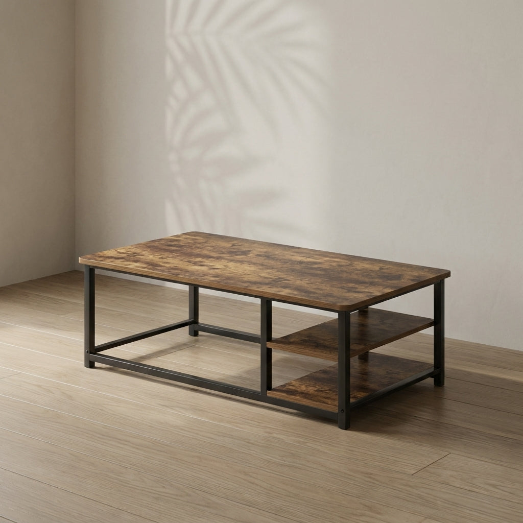 Modern Industrial Coffee Table — with Adjustable Storage | Ashnook