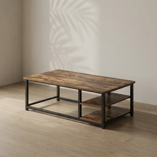 Modern Industrial Coffee Table — with Adjustable Storage | Ashnook