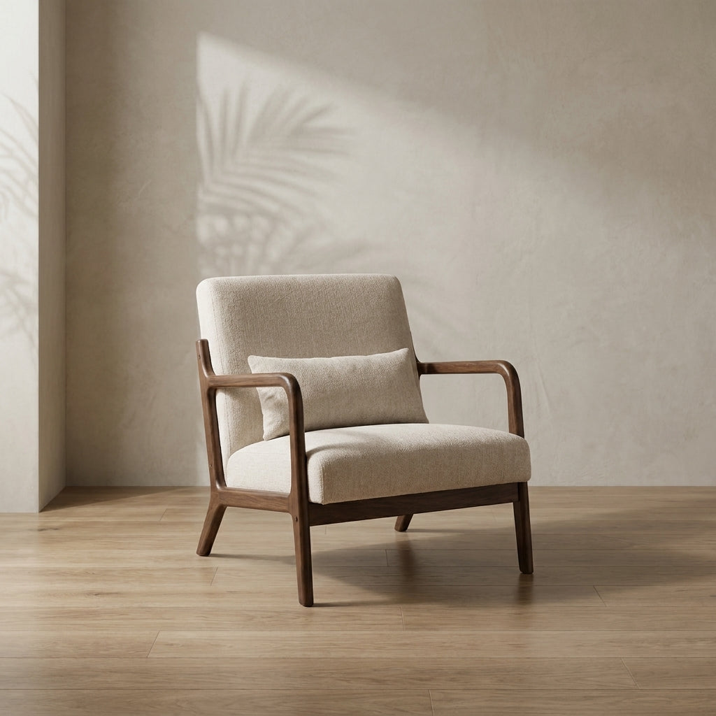 Mid-Century Accent Chair — Cozy Lounge Seating with Lumbar Pillow | Ashnook