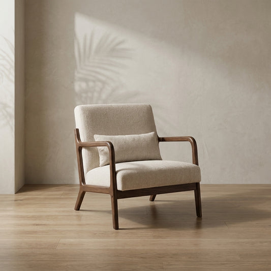 Mid-Century Accent Chair — Cozy Lounge Seating with Lumbar Pillow | Ashnook