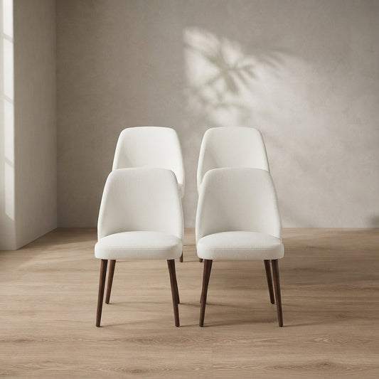 Modern Upholstered Dining Chairs (Set of 4) — Curved Backrest | Ashnook