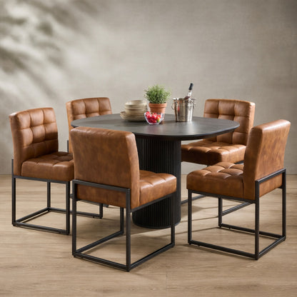 Mid-Century Modern Faux Leather Dining Chairs — Set of 2 or 4 | Ashnook