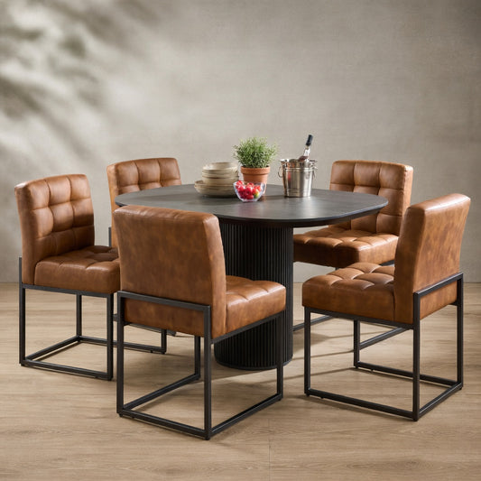 Mid-Century Modern Faux Leather Dining Chairs — Set of 2 or 4 | Ashnook