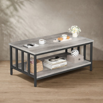 Modern Farmhouse Coffee Table — Slatted Sides & Two-Tier Storage | Ashnook