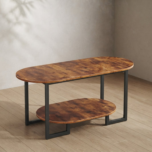 Oval Coffee Table — Two-Tier Storage | Ashnook