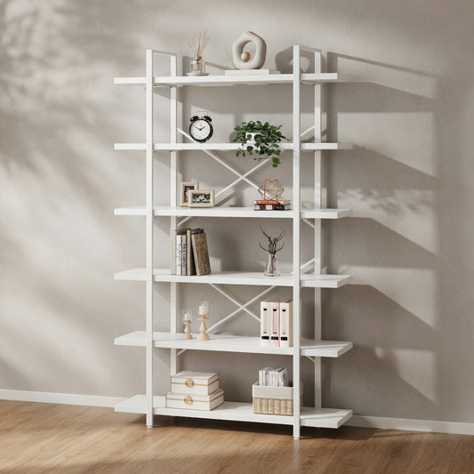 Multi-Tier Bookshelf — Industrial Metal & Wood Open Storage | Ashnook
