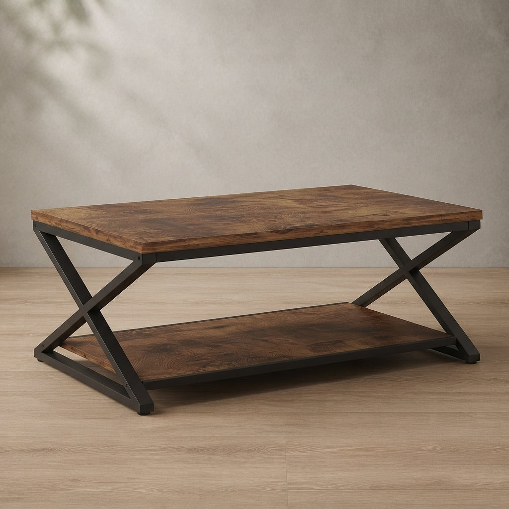 Farmhouse Coffee Table — Two-Tier Storage | Ashnook