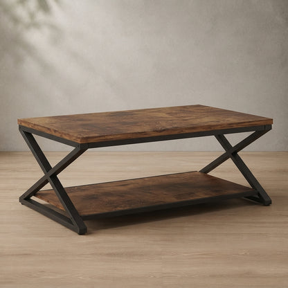 Farmhouse Coffee Table — Two-Tier Storage | Ashnook