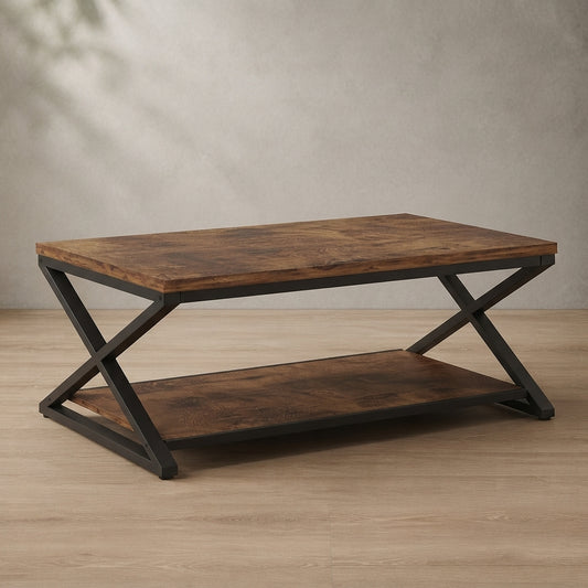 Farmhouse Coffee Table — Two-Tier Storage | Ashnook